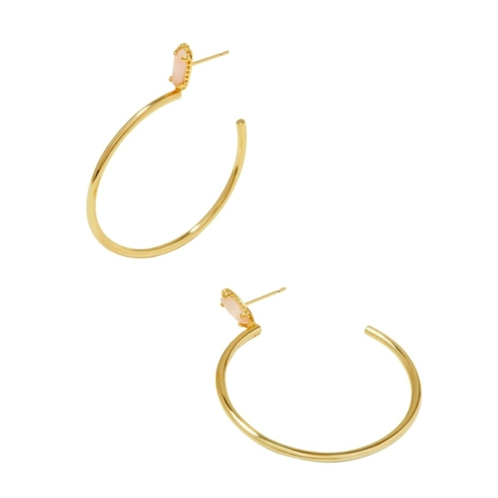 Kendra Scott Emma 14K Gold Hoop Earrings Rose Quartz